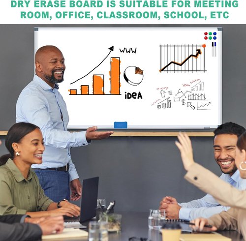 H-Qprobd Magnetic Dry Erase Whiteboard - 6' x 3' Aluminum Presentation Board with Accessories
