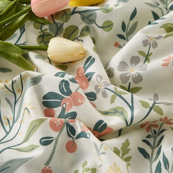 Vintage Garden Floral Comforter Set King Size Comforter Botanical Floral Bedding Comforter King Coquette Bedding Aesthetic Cute Flowers Pattern Comforter for Girls Women Fluffy Cottagecore Bedding Set