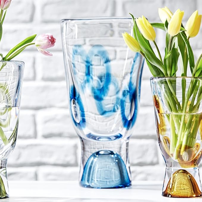 Two's Company Blue Marine Visions Art Glass Vase, Hand Blown Glass, 15-inches Height, Home Decor Accessories, HTY002