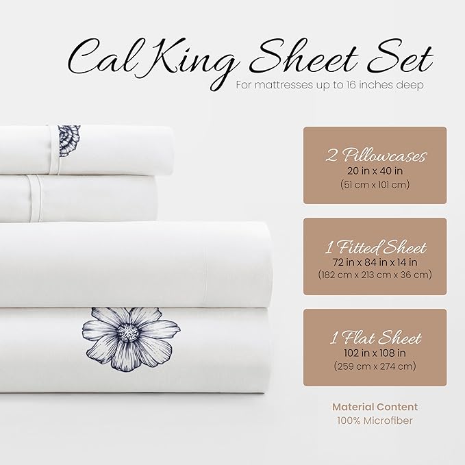 Linen Market 4 Piece California King Bedding Sheet Set (Navy Blue) - Sleep Better Than Ever with These Ultra-Soft Cooling Bed Sheets for Your California King Size Bed - Deep Pocket Fits 16" Mattress