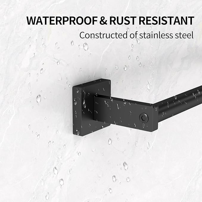 MKO Towel Bar for Bathroom, Black Hand Towel Holder Rod with Metal, 16" Towel Racks for Bathroom Hanger Wall Mounted for Kitchen Home, 2 Pack