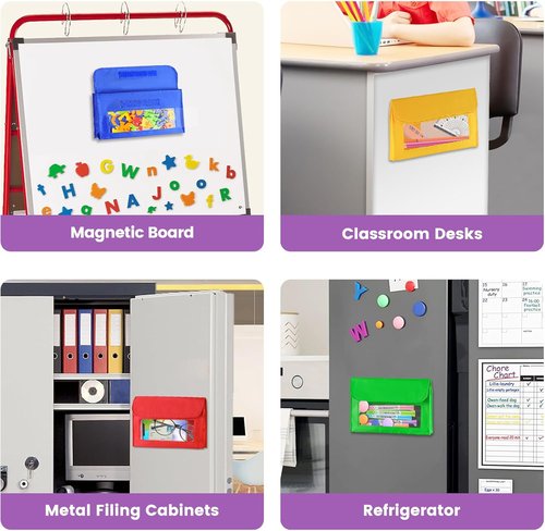 EAMAY Magnetic Marker Pen Holder - Whiteboard & Fridge Storage Organizer | Set of 4 Pockets