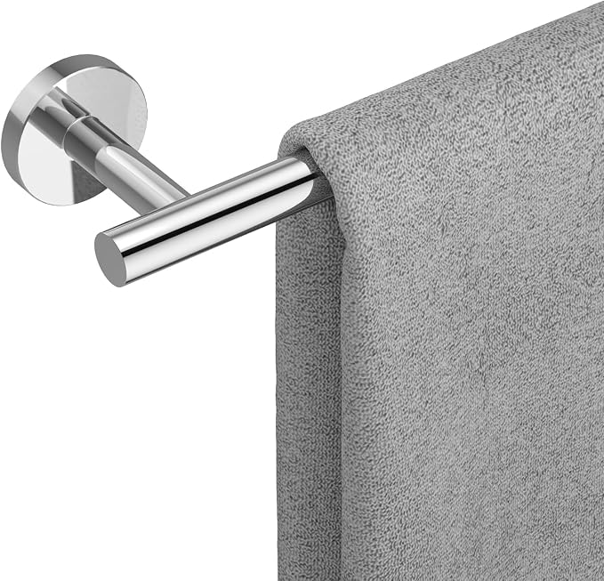 USHOWER Polished Chrome Towel Bar, 22-Inch Towel Racks for Bathroom Wall-Mounted, SUS304 Stainless Steel Towel Rod (Total Length 24-Inch)