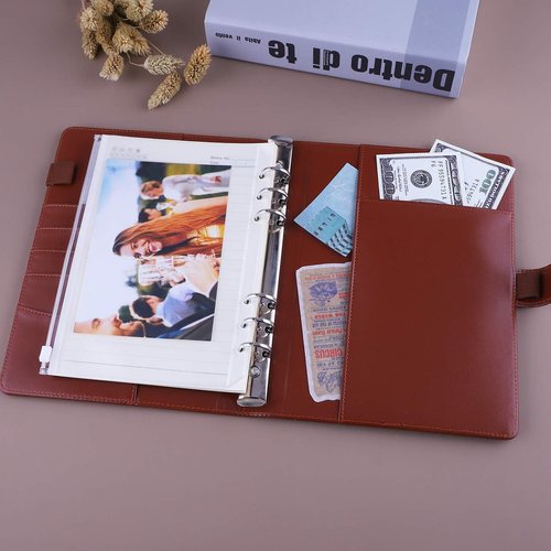 Antner A5 Binder - Refillable Notebook Planner Cover in Brown | PU Leather Personal Organizer with Magnetic Buckle