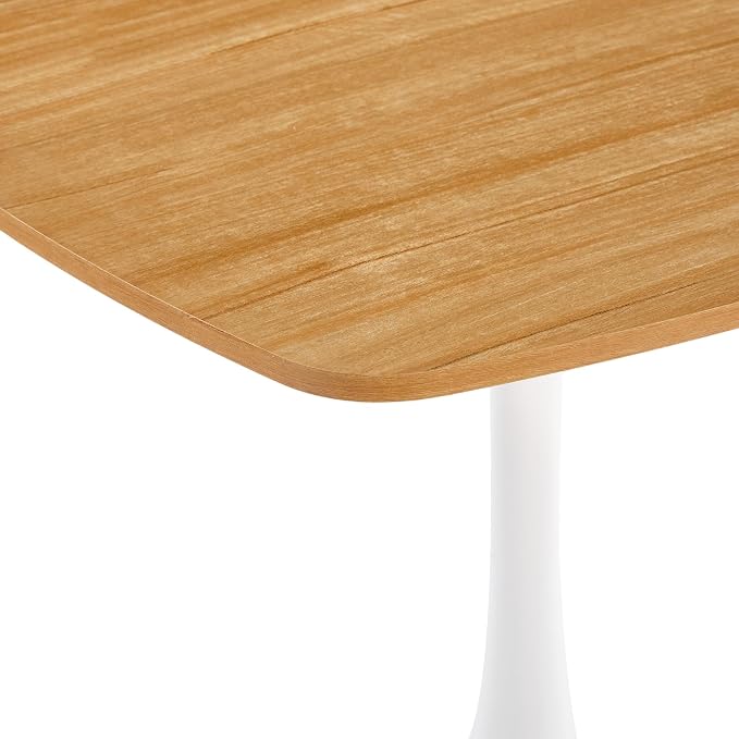 31.5 Inch Square Dining Table for 2 to 4 Person Mid Century Modern Tulip Table with Metal Pedestal Base Thick MDF Top for Apartment Kitchen Bistro Office, Oak and White
