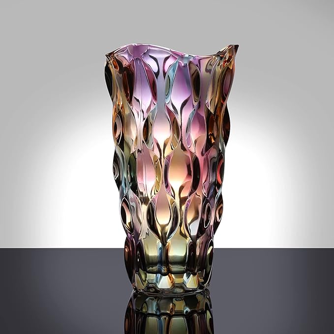9.5" High Thickened Colorful Glass Flower Vase for Home Decor, Dining Wedding Table Office Holiday Party Centerpiece Decoration