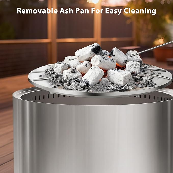 Panovue 22 Inch Smokeless Fire Pit, Stainless Steel Wood Burning Outdoor Firepit for Outside Patio, Backyard, Camping and Outdoor Gatherings,Outdoor Fire Place with Removable Ash Pan