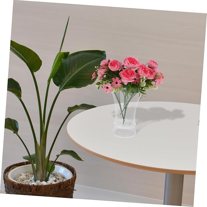 Modern Plastic Flower Vase for Desktop Home Decor Compact Lightweight Shatterproof Vase for Flower Arrangement Versatile Simple Color Centerpiece for Bedroom and Office Display