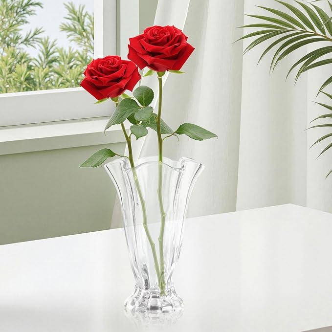Glass Flower Vase Flower Bouquets Vase,Home Decor for Centerpieces Transparent for Office Party Bridal Shower Home Decor