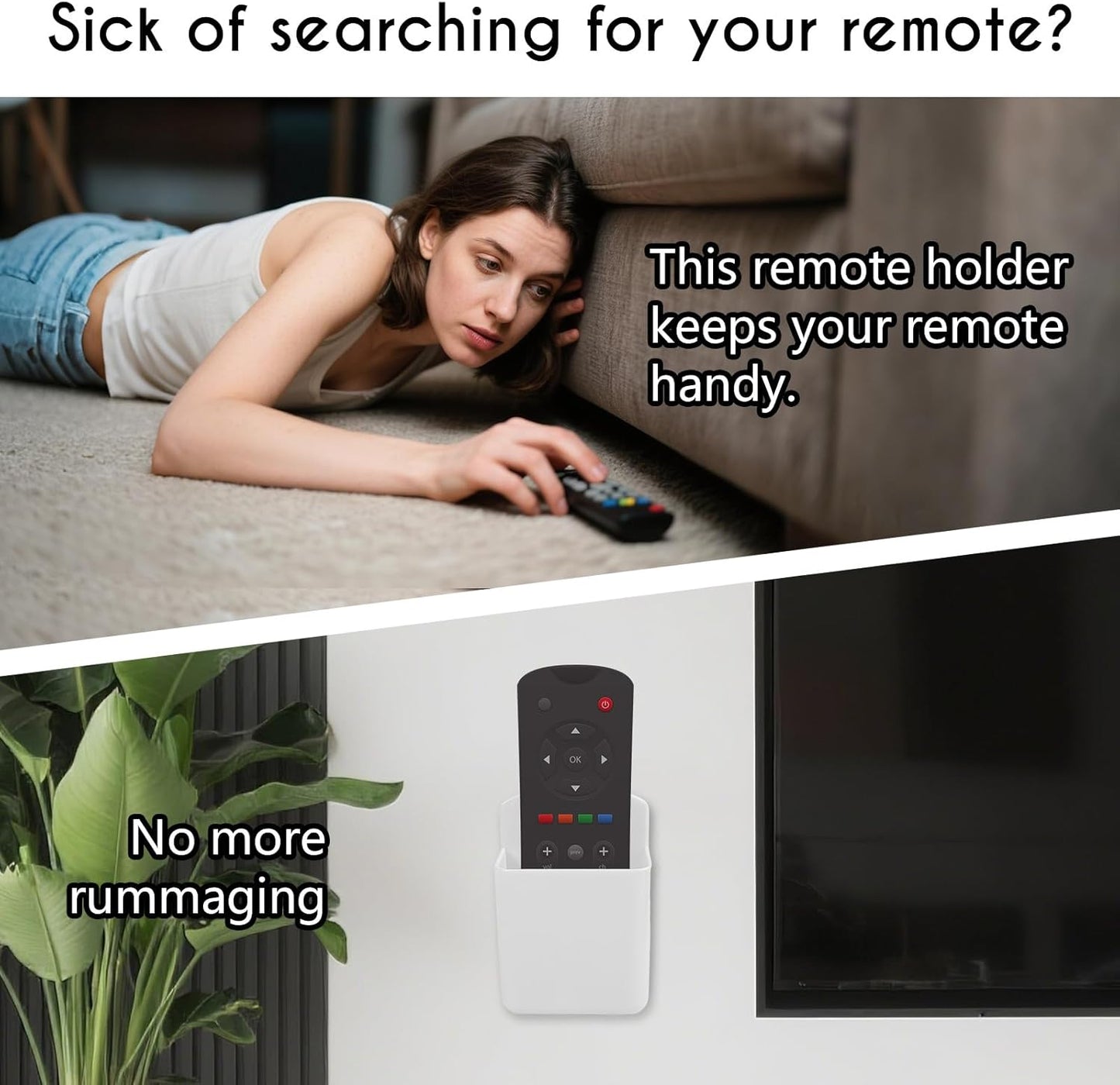 Skiennix Remote Control Holder - 2 Pack Self-Adhesive Wall Mount Storage Box for TV & AC Remotes