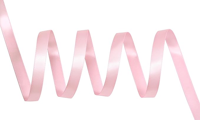 YAMA Pink Double Face Satin Ribbon 3/8 Inch 25 Yards Thin Baby Pink Ribbon for Gift Wrapping Ribbons Decorations DIY Crafts Arts
