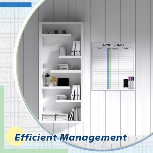 Lincia In/Out Dry Erase Board - 13" x 12" Frameless Employee Planner with Marker & Eraser