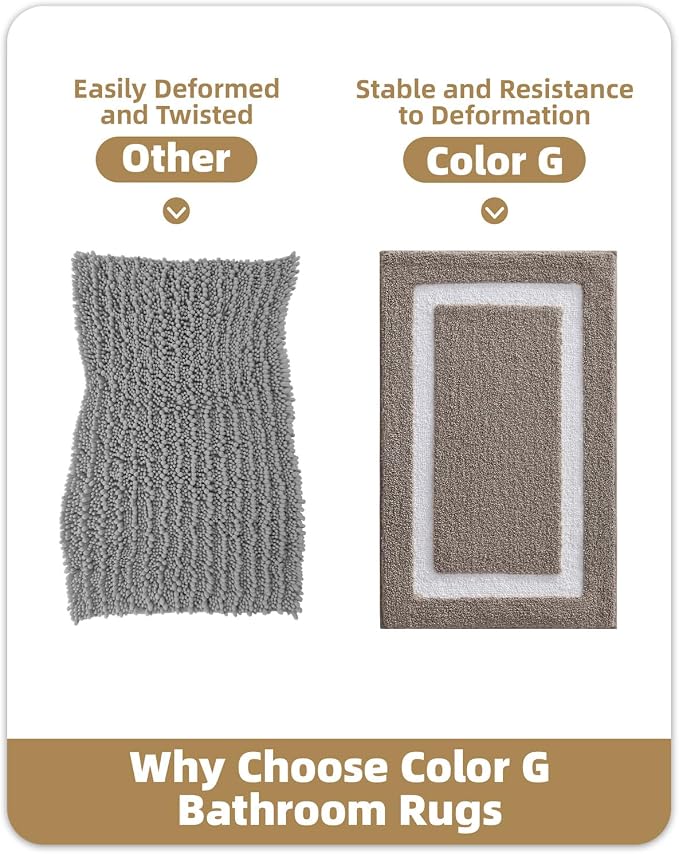 Color&Geometry Extra Soft Bathroom Rugs 30x20, Absorbent Microfiber Bath Rug, Non-Slip Bathroom mat, Washable Plush Bath Mats for Bathroom, Shower, Bathtub, Laundry, Taupe White