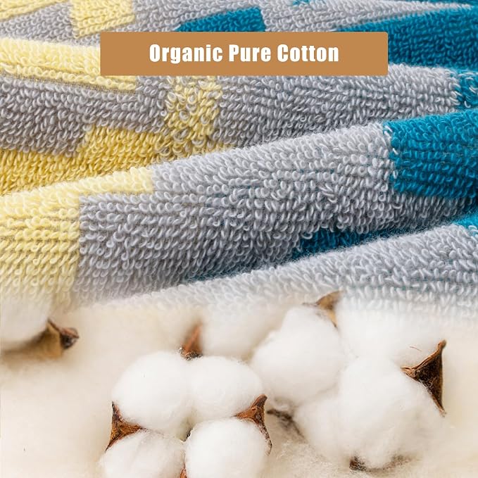 SEMAXE Bath Towel Set, 18 Piece Towel Set for Bathroom, Large Value Pack, Quick Dry Cotton Towels with Hanging Loops, Easy Care, Geometric Pattern