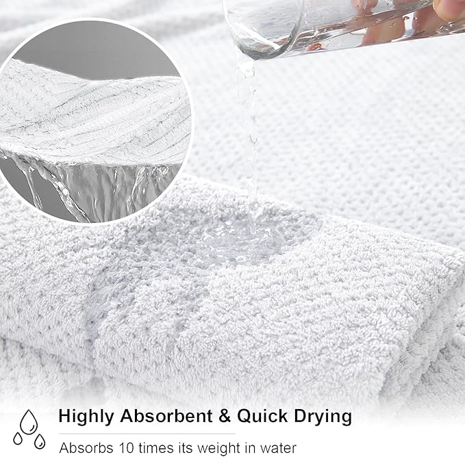 2 Pcs White Hand Towel Set 16"x31" Soft Highly Absorbent Quick Dry Bathroom Towels Polyester Plush Towels Set Woven Towels for Bathroom Kitchen Hotel Spa Gym