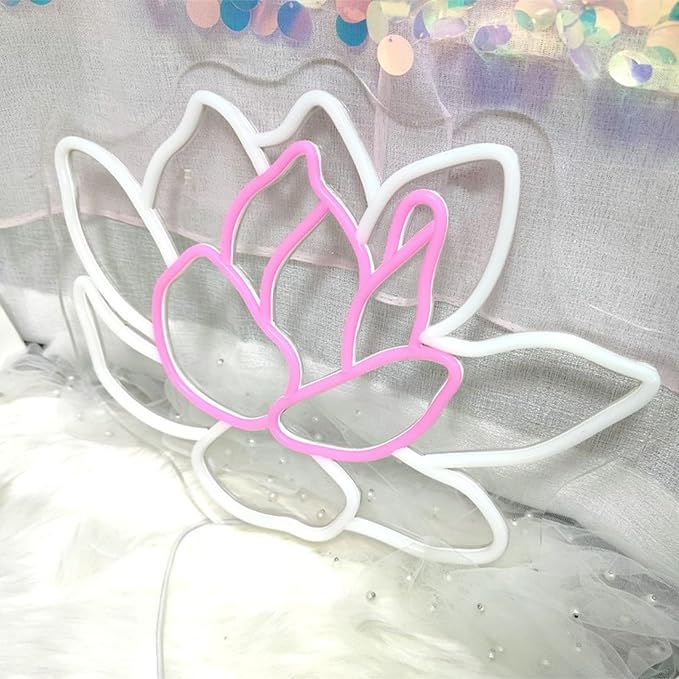 Neon Sign Lotus Flower Neon Sign for Wall Decor,Led Signs,Decoration Neon Lights for School Class Party Family Wall Decor Custom Cute Neon Signs Gift Birthday Wedding Party Size:40 * 29cm