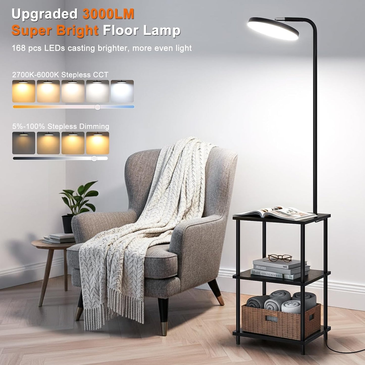 **Skiennix LED Floor Lamp - 25W Super Bright with Remote & Dimmable Feature | 350° Rotating Head for Living Room & Bedroom**
