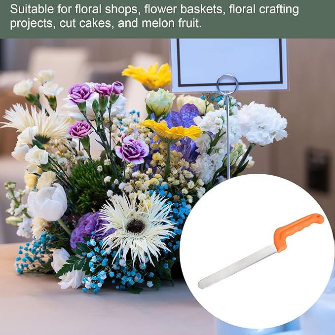 YOKIVE 1 Pcs Floral Foam Cutters, Iron Flowers Mud Bricks Handle Steel Cutters for Cut Flowers Blocks Cakes Fruit Florist (Orange, 14.2 Inch)