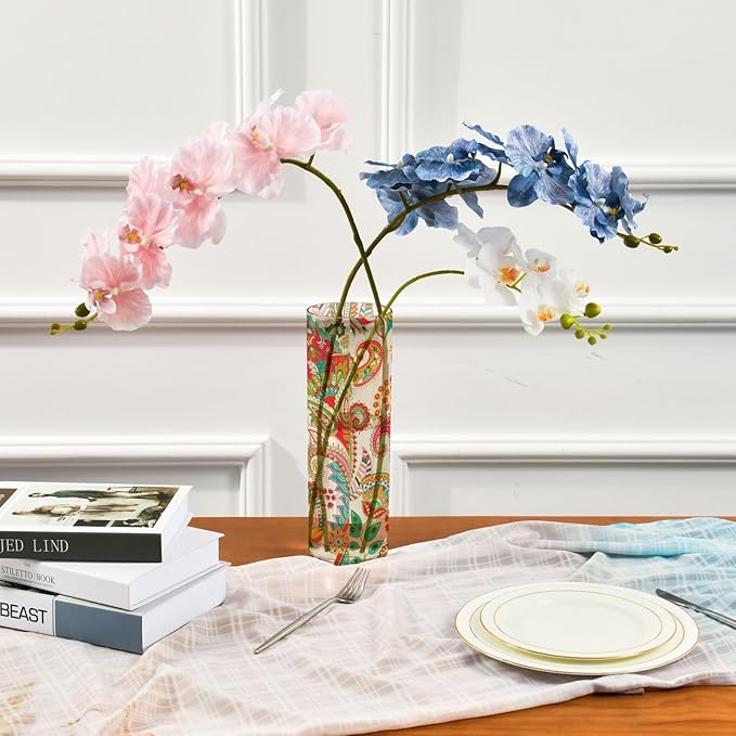 Vase Plastic Vase Elegant Cylinder Flower Vase Shatterproof Decorative Centerpiece for Home Table Office Weddings Events (11.8 x 3.9 in)