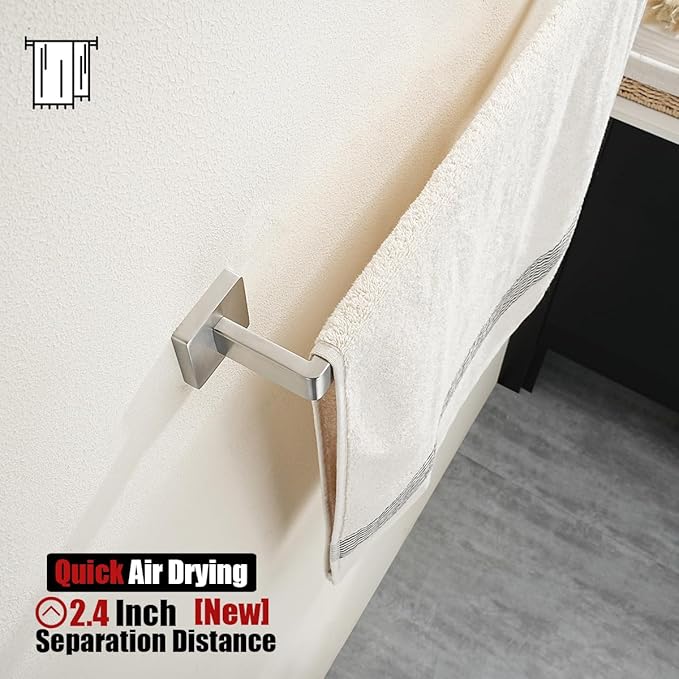JQK Brushed Towel Bar, Rounded Edges 29.41 Inch Towel Rack, 304 Stainless Steel Bathroom Wall Mount, Useable Length 27 Inch, TB250L27-BN
