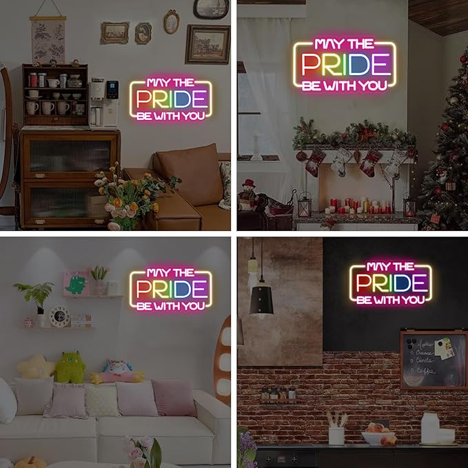 May The Pride Be With You Neon Sign, Pride Neon Light for LGBT Gay Bar Party Decorations, Rainbow Pride Sign, Love Wins Neon Sign for Bedroom Living Room Store Gay Bar Club Party Girls Gift