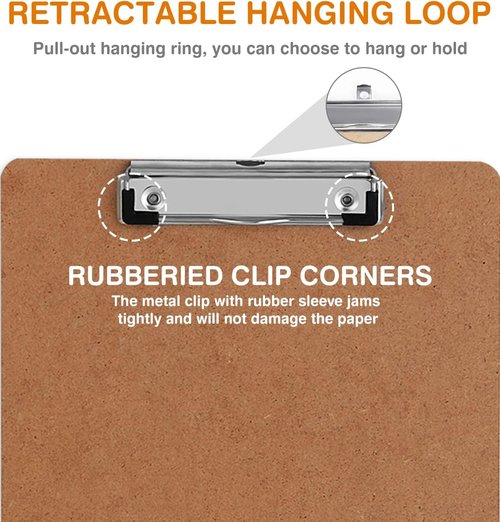 Herkka 25 Pack Hardboard Clipboards - Eco-Friendly Low Profile Design | Standard A4 Letter Size