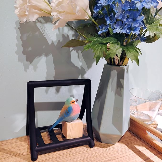 WEAUSUP Hand Carved Wooden Bird Figurine Gift for Family | Hand carved wood bird statue with delicate paint,home shelf decor gift(Lilac-breasted Roller)