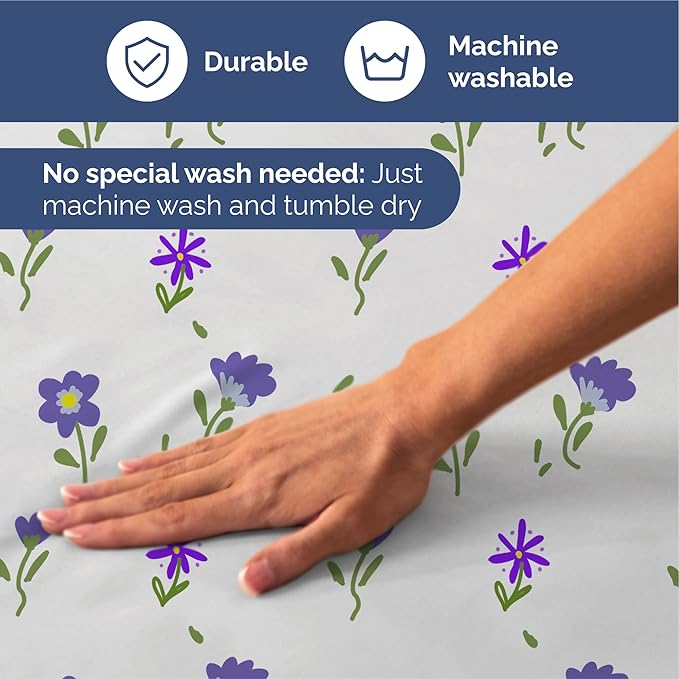 Floral Sheets - Purple Floral Bed Sheet Set - 1 Flat, 1 Fitted & 2 Pillowcases w/ Deep Pockets - Comfy, Wrinkle & Fade Free - Boho Botanical Bedding - Ultra-Soft, Breathable & Cooling - Queen Size Set