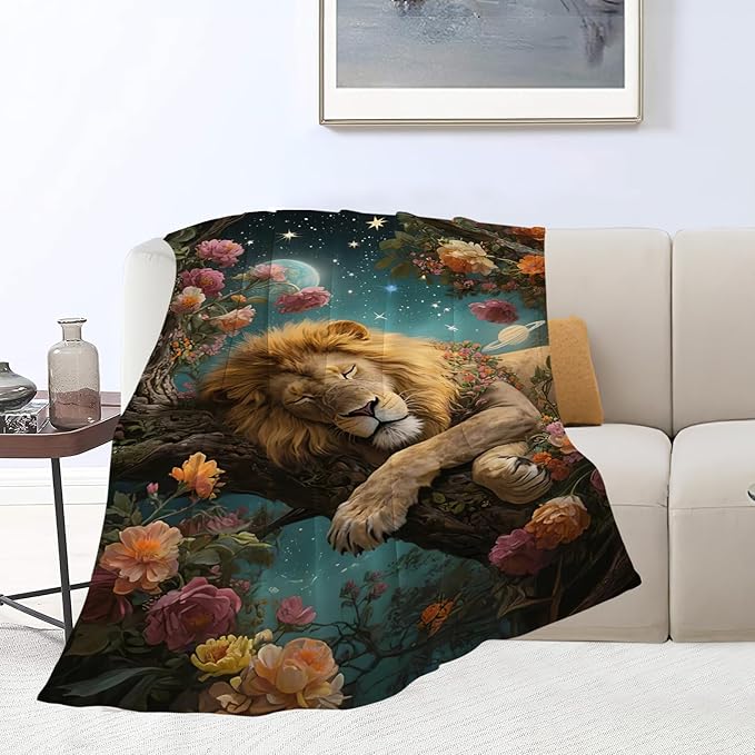Lion Blanket Lion Throw Blanket Animal Soft Cozy Fleece Fuzzy Stuffed Plush Flannel Gifts for Girls Women Boys Kids Adults 40''x50''
