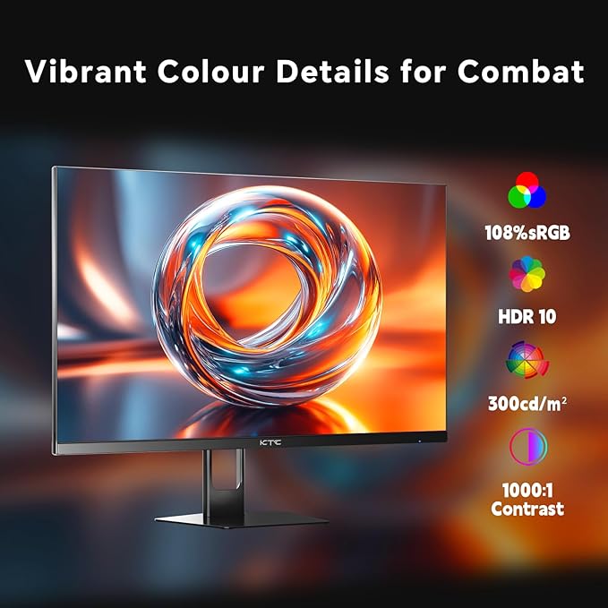 KTC 27 Inch Gaming Monitor 180Hz, Full HD 1920x1080 Fast IPS Computer Monitor, DP 1.4 & HDMI 2.0 Ports 1Ms FreeSync Frameless PC Gamer Monitor, HDR, VESA Mount, H27F22