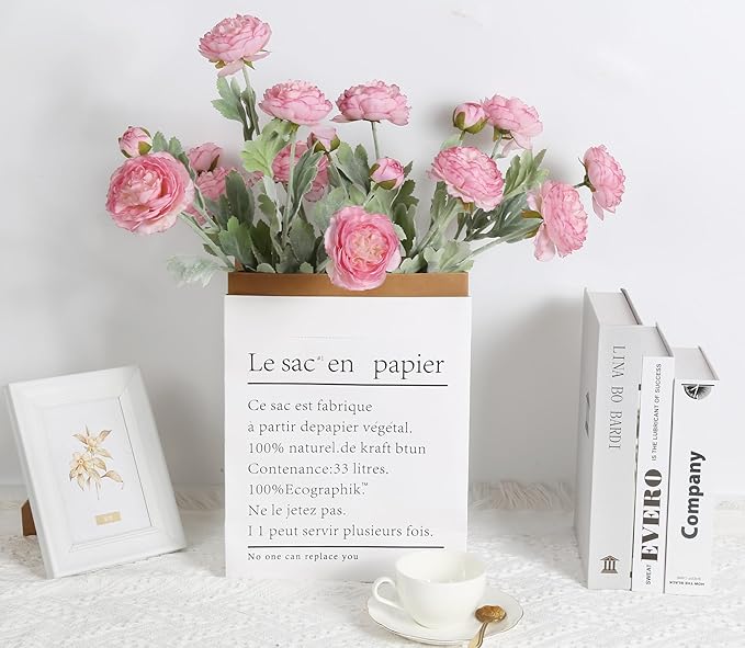IPOPU Pink Peonies Artificial Flowers 6pcs Pink Artificial Ranunculus Flowers18Heads Pink Silk Peonies with Stems Real Look for Spring Decorations Floral Arrangements Home Table Centerpiece