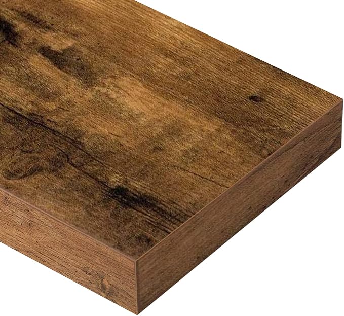 QEEIG Floating Shelves for Wall 31.5" Long - Wall Mounted Shelf Bathroom Kitchen Living Room Bedroom Farmhouse Home Decor Display Bookshelf Large 31.5 x 9.3 inch Set of 2, Rustic Brown (008-80BN)