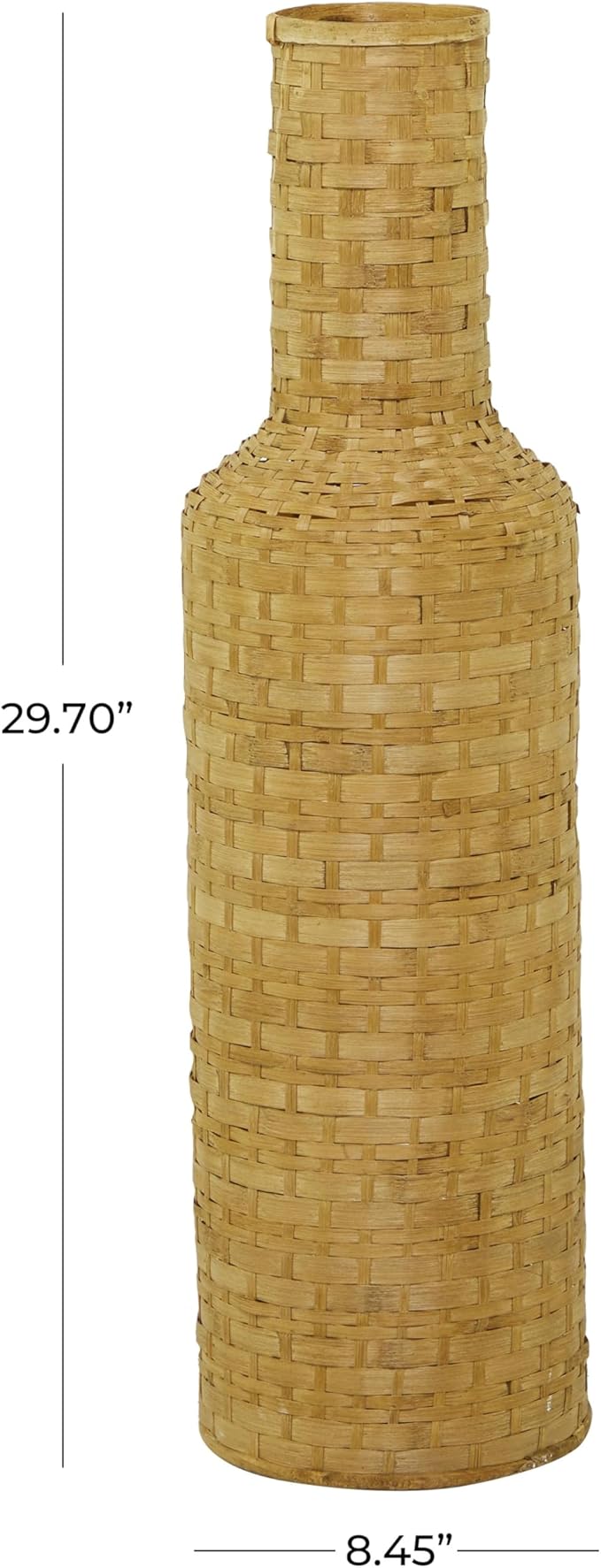 Deco 79 Bamboo Wood Decorative Vase Tall Woven Floor Centerpiece Vase, Vase for Home Decoration 8" x 8" x 30", Brown