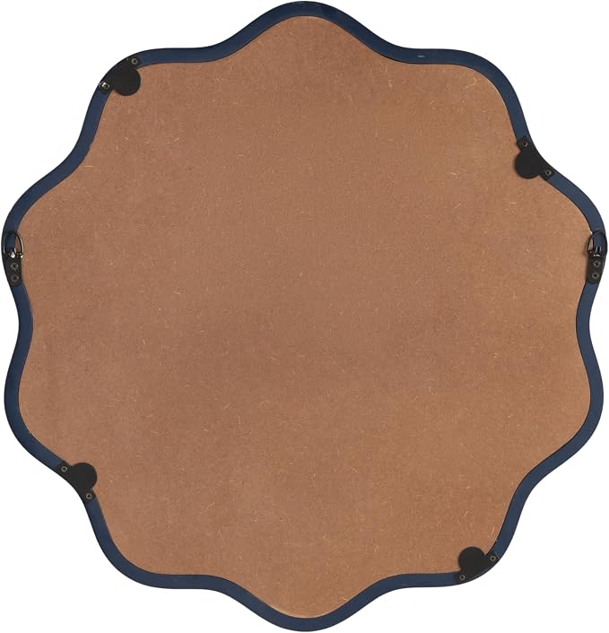 Kate and Laurel Talma Modern Round Scalloped Wall Mirror, 26 Inch Diameter, Navy Blue, Decorative Wavy Circle Mirror for Use as Bathroom Mirror for Over Sink or Nursery Mirror Decor