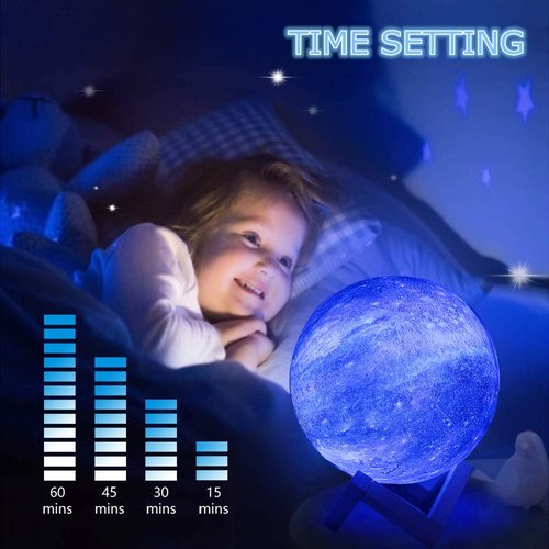 Moon Lamp - 3D Printing Galaxy Night Light with 16 Colors, Remote Control & USB Rechargeable | 4.8 Inch Home Decor Gift
