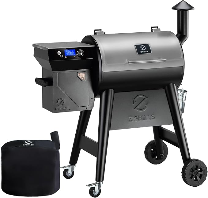 Z GRILLS Wood Pellet Grill Smoker with PID 3.0 Controller, 459 SQ.IN, 450°F Max Temperature, 8 in-1 BBQ Grill, LCD Screen, Meat Probes, Rain Cover, Backyard Camping Bake and Roast, 450E