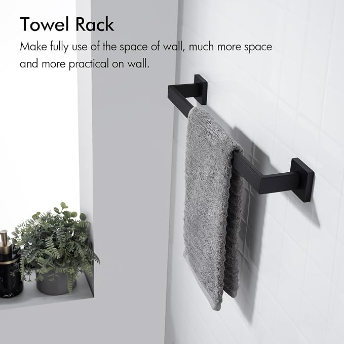 BANOLUX Towel Rack, 12-Inch Single Towel Bars for Bathroom, Towel Racks for Bathroom Wall Mounted SUS304 Stainless Steel Hand Towel Holder Organize Heavy Duty, Matte Black Towel Bar