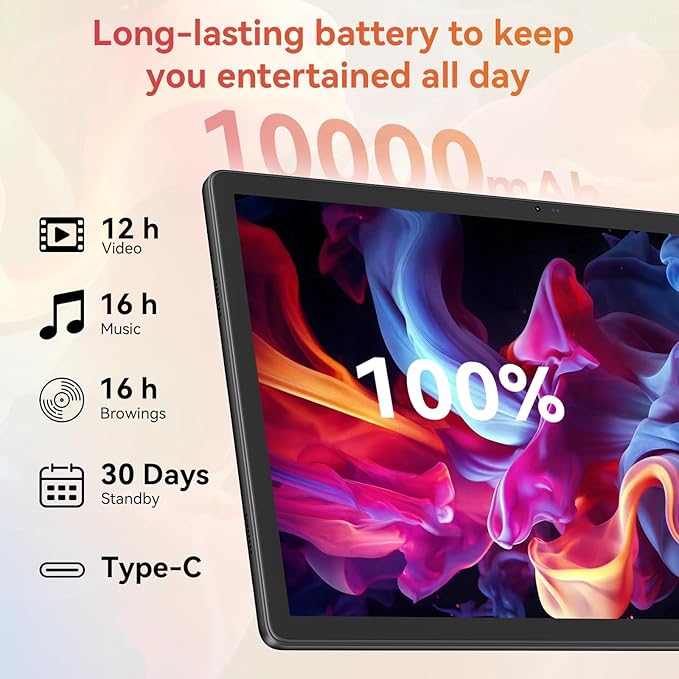 URAO Tablet｜14 inch Android 15 Tablet｜30GB RAM 256GB ROM｜1920 * 1200 IPS FHD｜10000mAh 30W Fast Charging｜Octa-core Processor｜Wi-Fi 6, BT 5.4｜Dual Camera with Keyboard｜Mouse｜Stylus｜Case｜Headphone