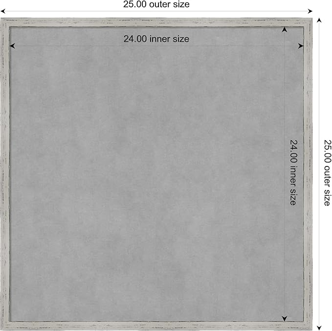 Amanti Art White Framed Magnetic Board 25x25 Medium Vision Board for use with Magnets, 100% Metal Sheet to Display Items as Office Decor or for Home Organization in mudroom, Kitchen or Kids Room