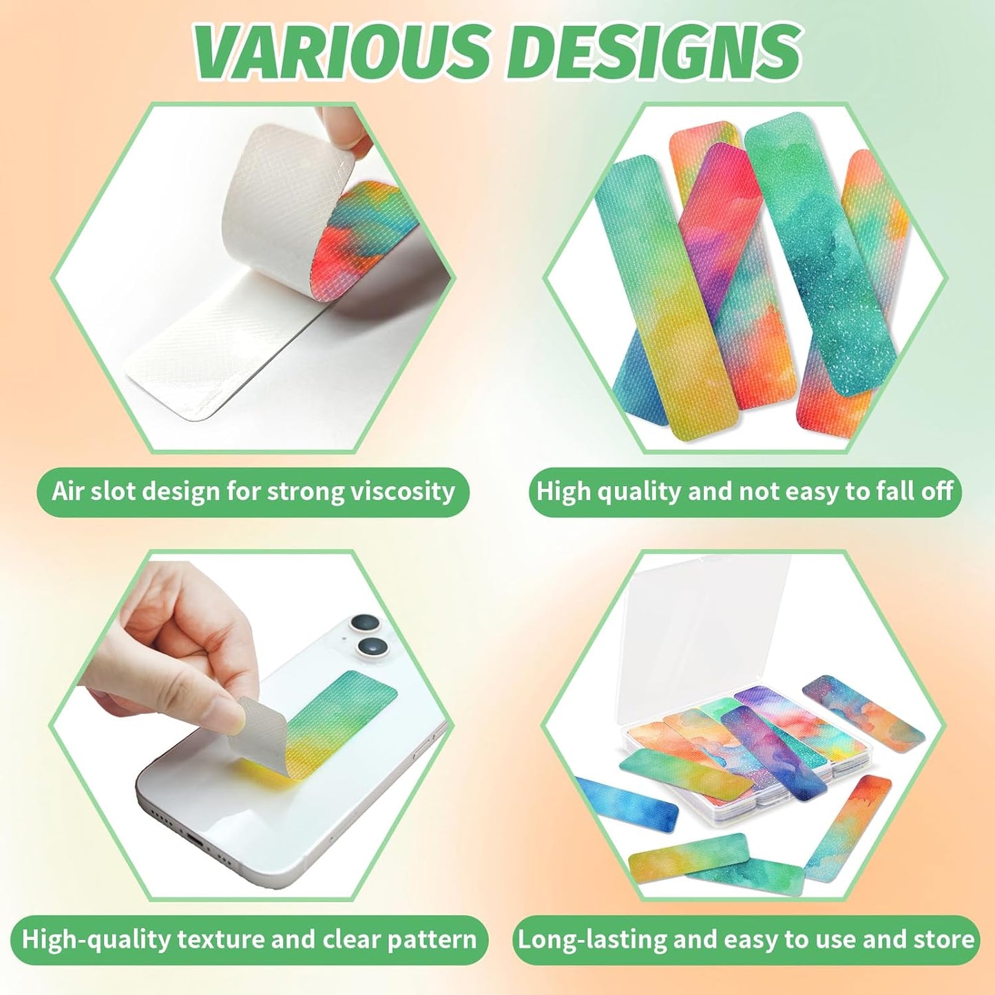 Skiennix Calm Anxiety Sensory Stickers - 48 Textured Strips with Storage Box for Stress Relief | Cloud Style