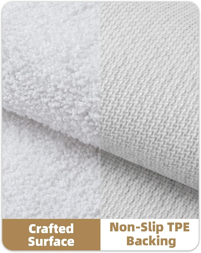 Color&Geometry White Bathroom Rugs, 24"x43" Non Slip Bath Runner Rug, Absorbent, Soft, Washable, Microfiber Bath Mat Bathroom Carpet