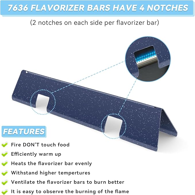 15.3" Flavorizer Bars for Weber Spirit 300 and GS4 Spirit II 300 Series E310 E320 E330 S310 S320 S330 with Front Control Knobs, Porcelain Steel Grill Heat Plates Replacement for 7636, 5 Pack