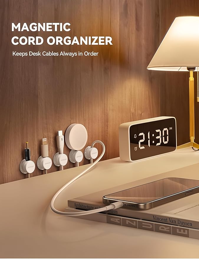 12 Pack Cord Organizer Holder,with a 8 mm (0.32 inches) Diameter, Accommodates Most Cables,Featuring a 360° Rotating Shaft,Cable Management Clips,for Home,Office,Car,Desk,Nightstand