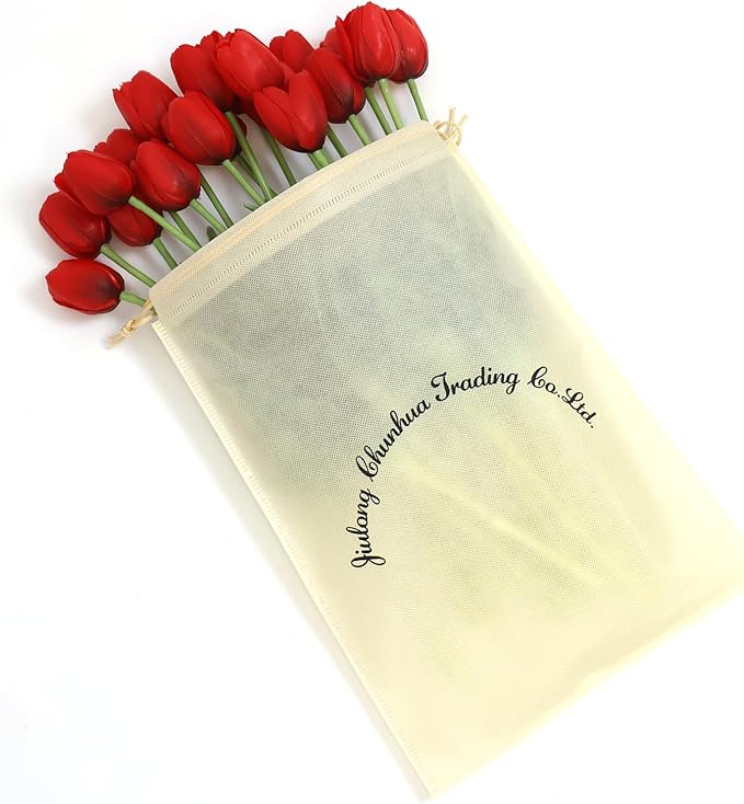 20 Artificial Tulips in Fluted Glass Vase, Waterproof Faux Flowers Bouquet for Wedding Home Office Decor, Table Centerpiece, Housewarming Birthday Gift Set (Red)