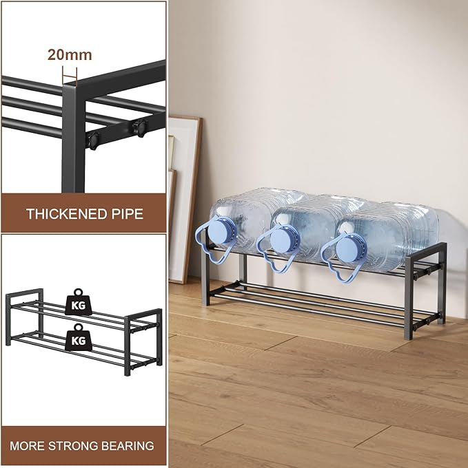 HDDTTZ 2-Tier Expandable Shoe Rack,Adjustable Shoe Shelf Storage Organizer Heavy Duty Metal Free Standing Shoe Rack for Entryway Closet Doorway (Black)