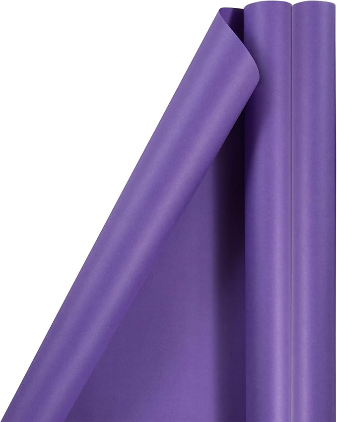 JAM Paper Gift Wrap - Matte Wrapping Paper - 50 Sq Ft Total (30 in x 10 Ft Each) - Matte Purple - 2 Rolls/Pack