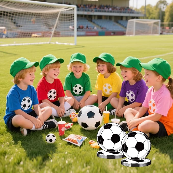 50PCS Soccer Party Paper Plates 7 Inch, Disposable Soccer Birthday Party Supplies Cake Dessert Plates for Birthday Baby Shower Sports Theme Decorations (Soccer)