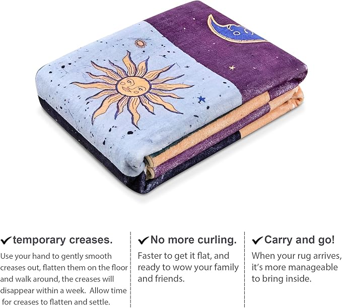 Boho Sun and Moon 3x5 Rug Washable Indoor Thin Doormat, Vintage Mystical Celestial Checkerboard Entryway Rugs Non Slip, Hippie Retro Aesthetic Cute Astrology Throw Rugs for Kitchen Bedroom