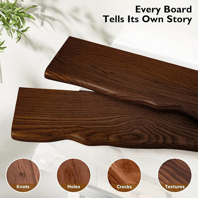Solid Wood Live Edge Floating Shelves Set of 1 – 48" Rustic Wall Shelf with Hidden Bracket System, Wall Mounted Shelves for Bathroom, Kitchen, Living Room, Bedroom (Walnut)