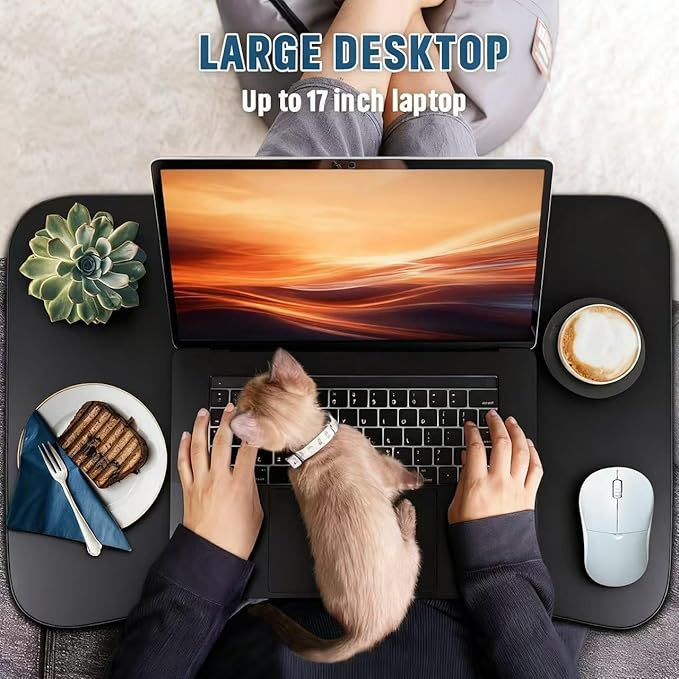 Fayquaze Laptop Bed Table, Portable Foldable Laptop Bed Desk with Storage Drawer and Cup Holder, Lap Desk Lap Stand Tray Table Floor Table Serving Tray for Eating, Reading and Working